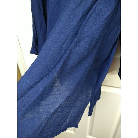 Retrology Blouse Woman L Blue Boho Chic Lagenlook Semi Sheer Balloon Ruffle... - Picture 5 of 8